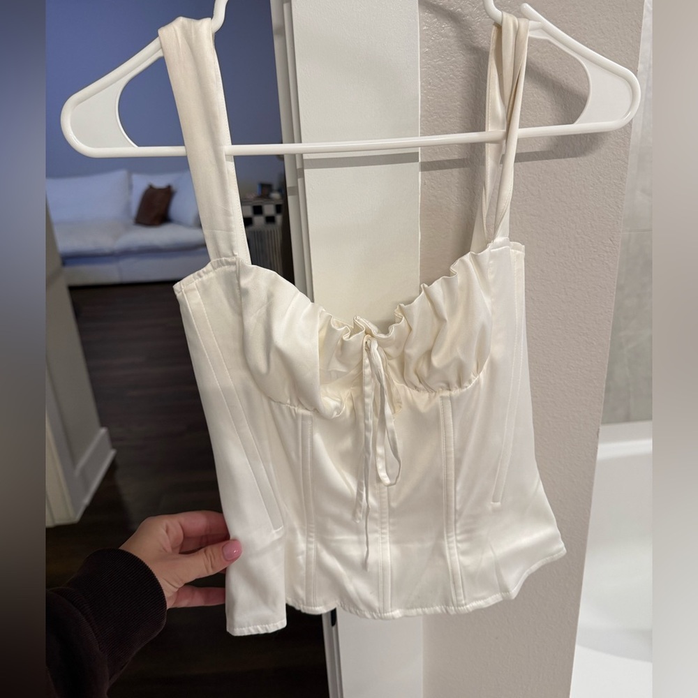Miaou Cream Satin Corset-Style Camisole